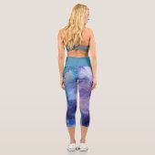 青と紫の液体水の色マルブル絵を描 カプリレギンス (裏面)