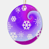青と紫の渦巻きと雪の結晶 セラミックオーナメント (左)