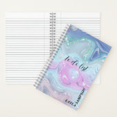 青と紫の渦巻きの色合い(グリッター) ノートブック (内側)