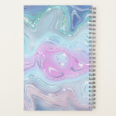 青と紫の渦巻きの色合い(グリッター) ノートブック (裏面)