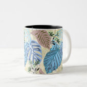 青と紫の熱帯葉の ツートーンマグカップ (正面右)
