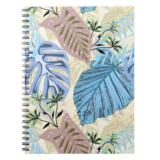 青と紫の熱帯葉の ノートブック (正面)