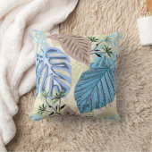 青と紫の熱帯葉。 クッション (ブランケット)