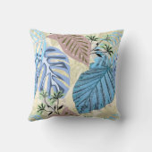 青と紫の熱帯葉。 クッション (裏面)