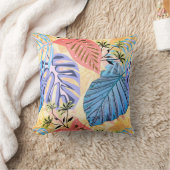 青と紫の熱帯葉.装飾用クッション クッション (ブランケット)