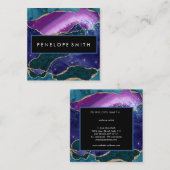 青と紫の瑪瑙抽象芸術 スクエア名刺 (正面/裏面)