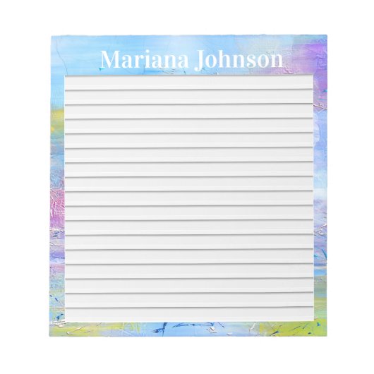 青と紫の線の抽象化された背景 ノートパッド (正面)