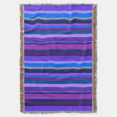 青と紫の縦のストライプ スローブランケット (正面縦)