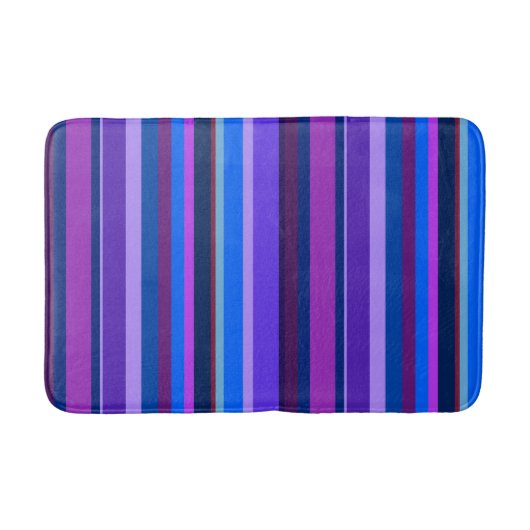 青と紫の縦のストライプ バスマット (正面)