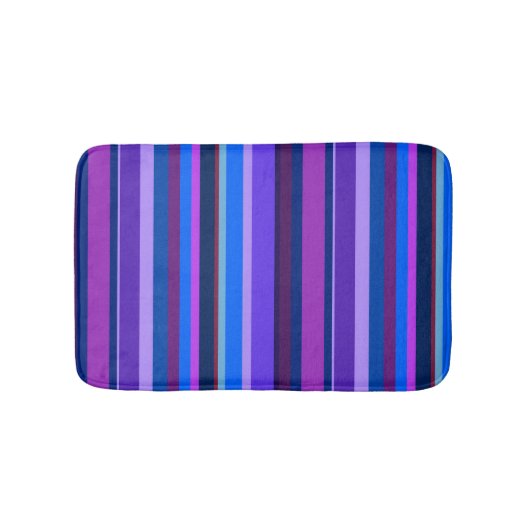 青と紫の縦のストライプ バスマット (正面)