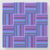 青と紫の織ストライプり模様 ストーンコースター (正面)