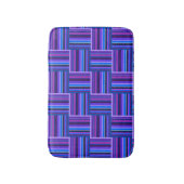 青と紫の織ストライプり模様 バスマット (正面縦)