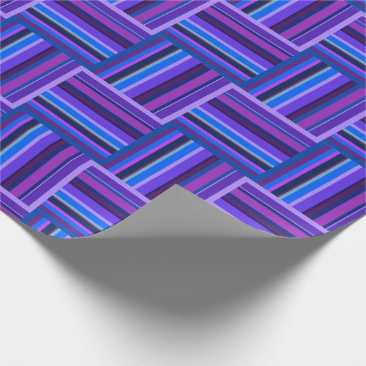 青と紫の織ストライプり模様 ラッピングペーパー (角)