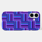 青と紫の織ストライプり模様 Case-Mate iPhoneケース (裏面 (横))