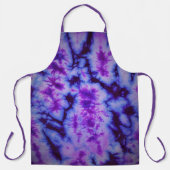 青と紫の色合いの絞り染め エプロン (正面)