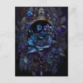青と紫の花と宝石ゴシック様式ビクトリアン ポストカード (正面)