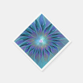 青と紫の花の夢の抽象的なフラクタルアート スタンダードカクテルナプキン (角)