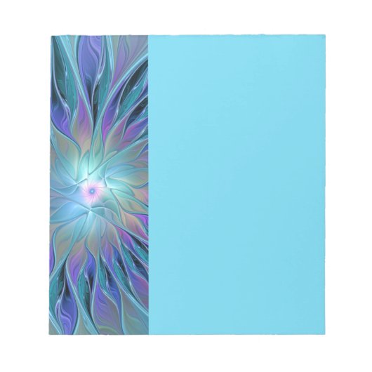 青と紫の花の夢の抽象的なフラクタルアート ノートパッド (正面)
