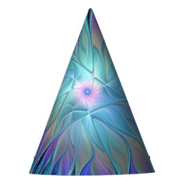 青と紫の花の夢の抽象的なフラクタルアート パーティーハット