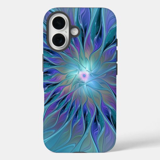 青と紫の花の夢の抽象的なフラクタルアート Case-Mate iPhoneケース (裏面)