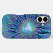 青と紫の花の夢の抽象的なフラクタルアート Case-Mate iPhoneケース (裏面 (横))