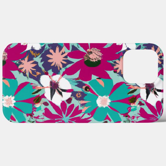 青と紫の花柄 Case-Mate iPhoneケース (裏面 (横))