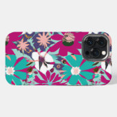 青と紫の花柄 iPhoneケース (裏面横)