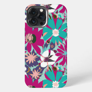 青と紫の花柄 iPhone 13 PRO MAXケース