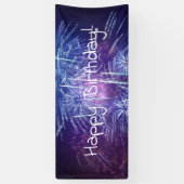 青と紫の花火誕生日 横断幕 (縦)