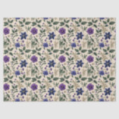 青と紫の花 アイボリーと緑の葉 薄葉紙 (正面)