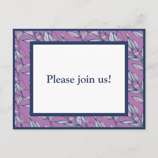 青と紫の葉 インビテーションポストカード (正面)