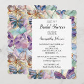 青と紫の蝶のブライズシャワー 招待状 (正面/裏面)