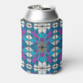 青と紫の角度パターンを持つステインガラス 缶クーラー (缶裏面)