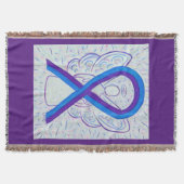 青と紫の認識度リボンエンジェルブランケット スローブランケット (正面)