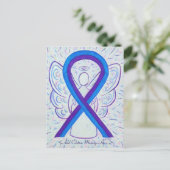 青と紫の認識度リボンエンジェルポストカード ポストカード (スタンド正面)