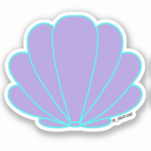 青と紫の貝殻 シール (正面)