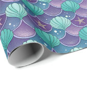 青と紫の貝殻 ラッピングペーパー (ロールコーナー)