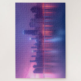 青と紫の超高層ビル ジグソーパズル