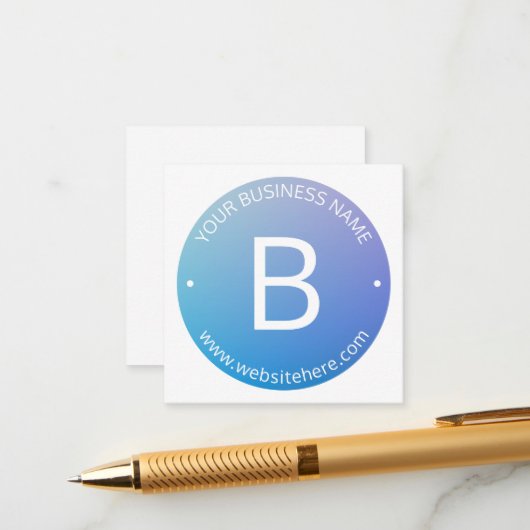 青と紫の退色(編集可能グラデーション文字) エンクロージャーカード (正面/裏面インサイチュ)