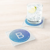 青と紫の退色(編集可能グラデーション文字) ガラスコースター (アングル)