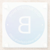 青と紫の退色(編集可能グラデーション文字) ガラスコースター (裏面)