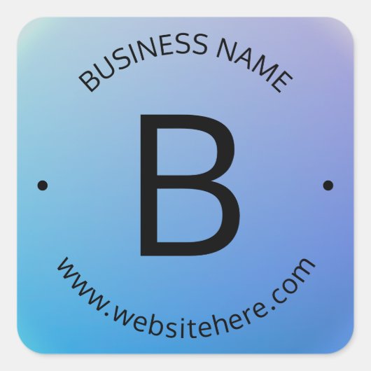 青と紫の退色(編集可能グラデーション文字) スクエアシール (正面)