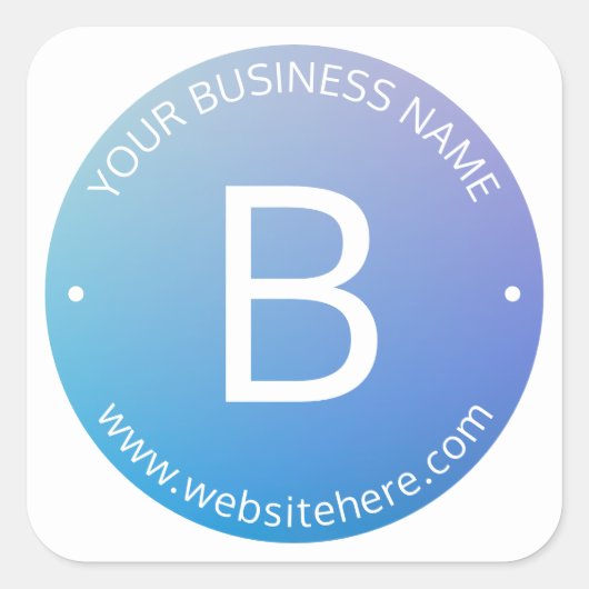 青と紫の退色(編集可能グラデーション文字) スクエアシール (正面)