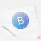 青と紫の退色(編集可能グラデーション文字) スクエアシール (封筒)