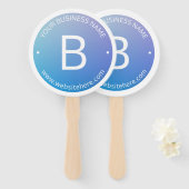 青と紫の退色(編集可能グラデーション文字) ハンドファン (正面&裏面)