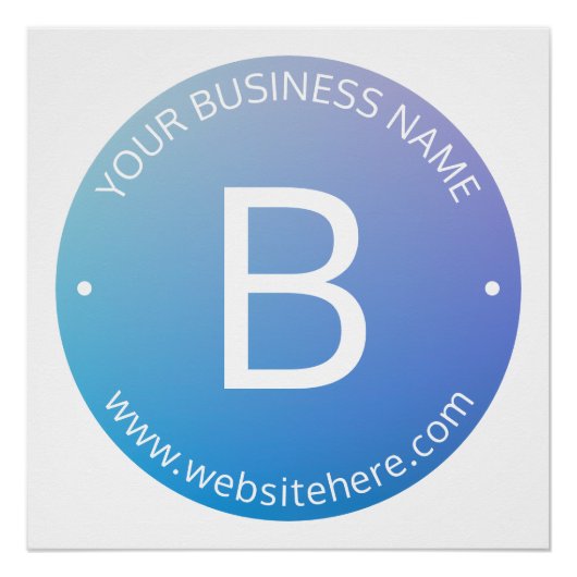 青と紫の退色(編集可能グラデーション文字) ポスター (正面)