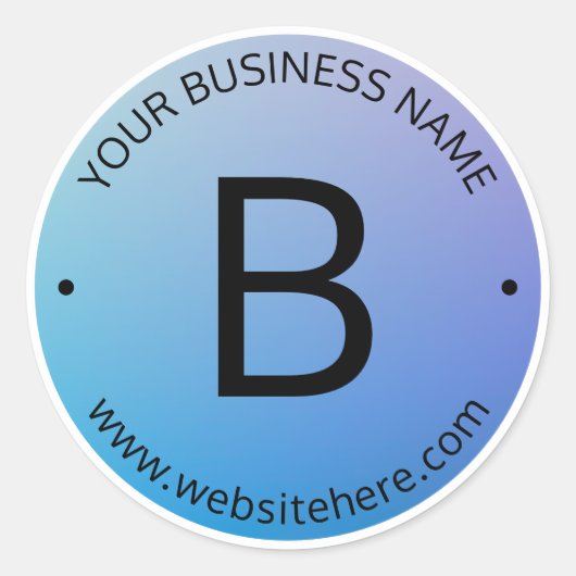 青と紫の退色(編集可能グラデーション文字) ラウンドシール (正面)