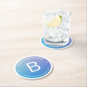 青と紫の退色(編集可能グラデーション文字) ラウンドペーパーコースター (インサイチュ)