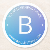 青と紫の退色(編集可能グラデーション文字) ラウンドペーパーコースター (正面)