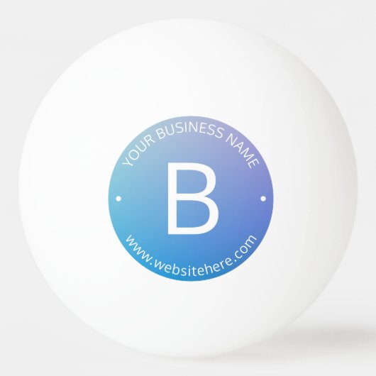 青と紫の退色(編集可能グラデーション文字) 卓球ボール (正面)